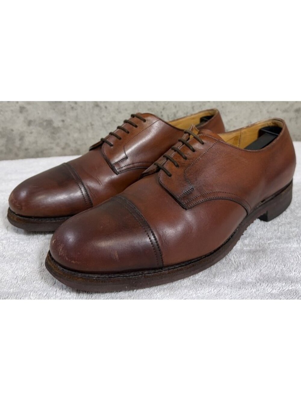 NEW & LINGWOOD Brown Cap Toe Leather Oxfords Dress Shoes England US Mens Sz 8.5E